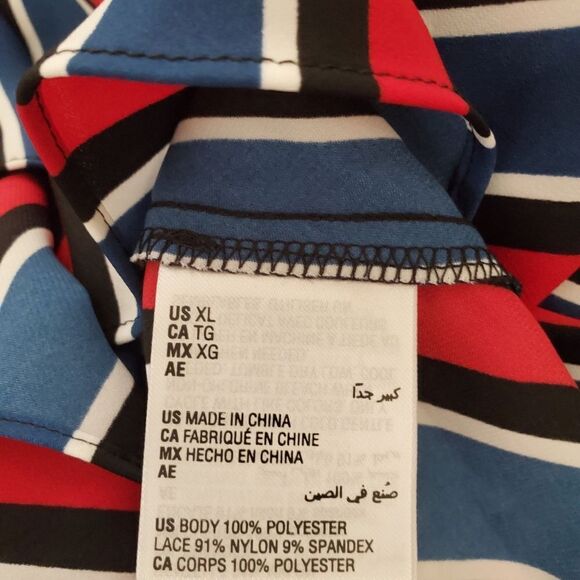 INC Lace-Trim Bold Striped Chemise Nightgown size XL - NEW - Picture 10 of 11